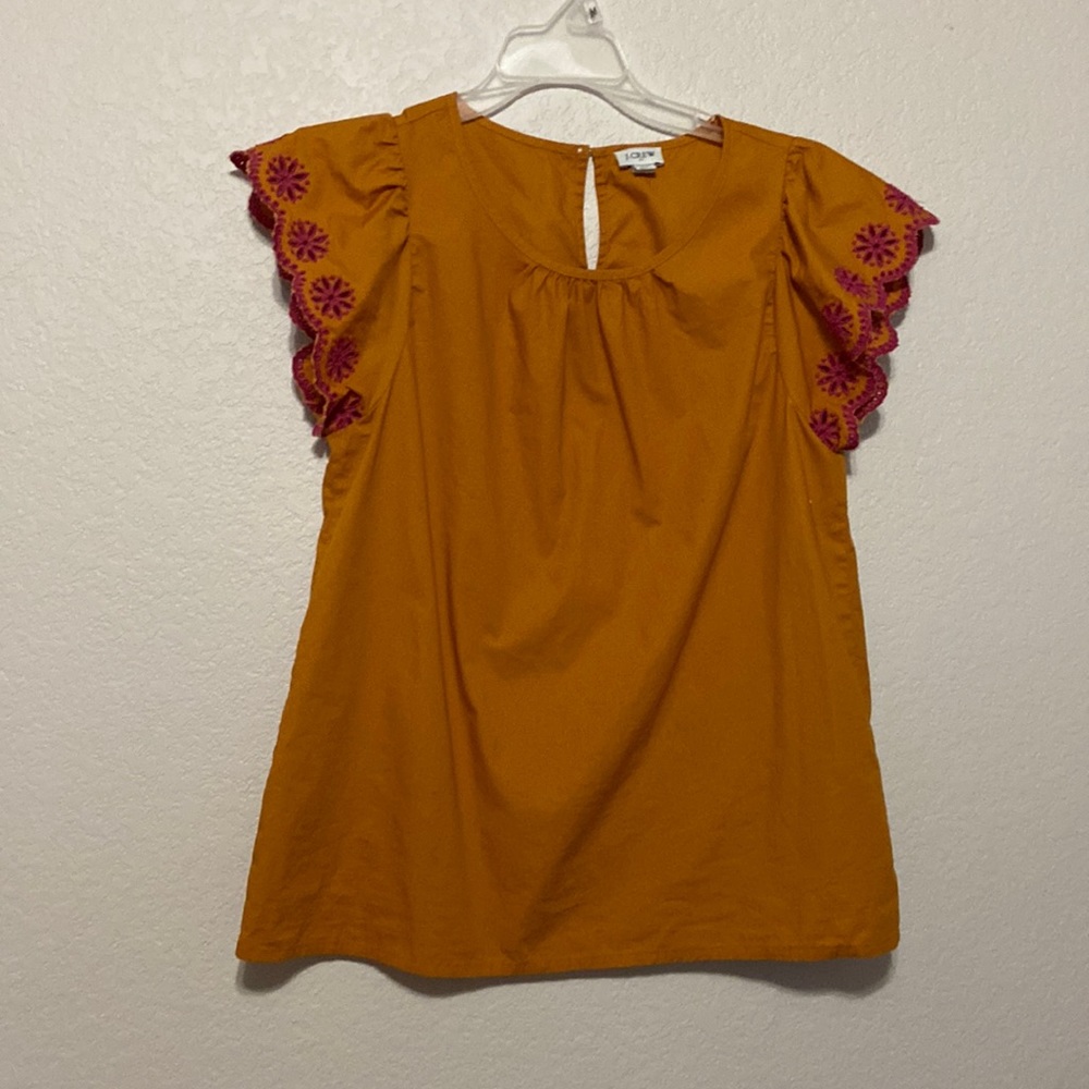 J. Crew embroidered flutter sleeve tank